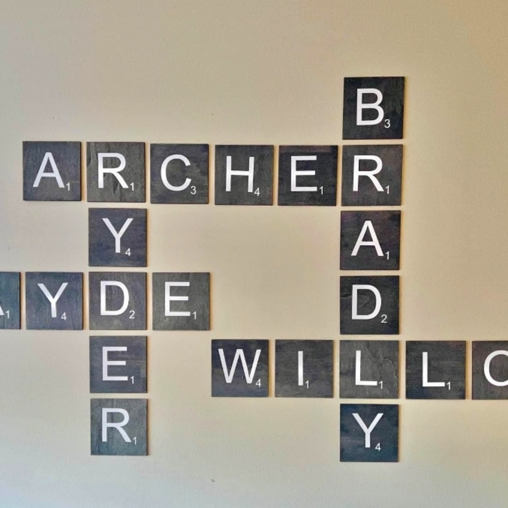 Scrabble names wall design